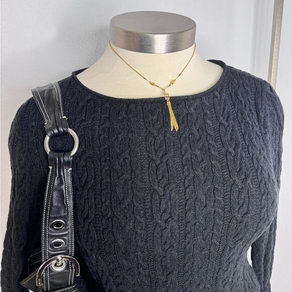 Ralph Lauren Black Cotton Cable Knit Sweater LRL Jeans Co. XL - Picture 2 of 8